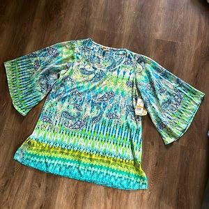 Printed Jeweled Blouse